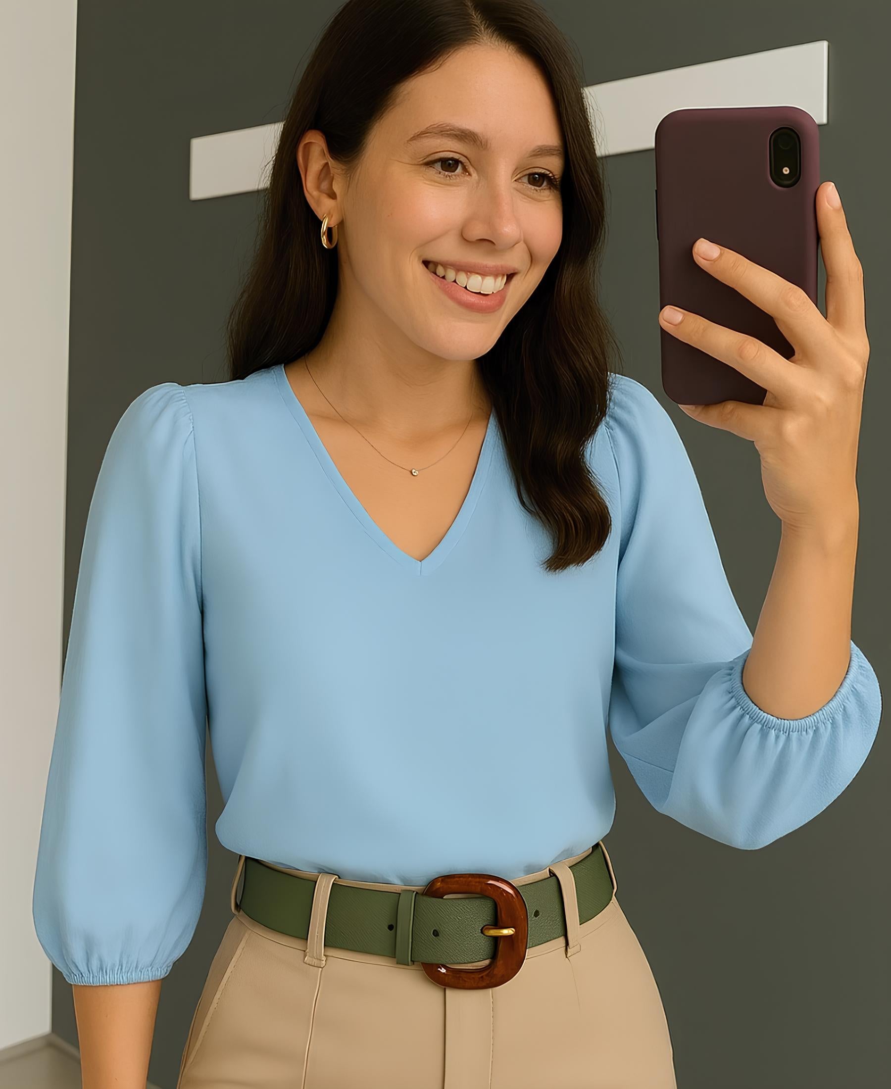 Blusa Social Feminina Manga 3/4