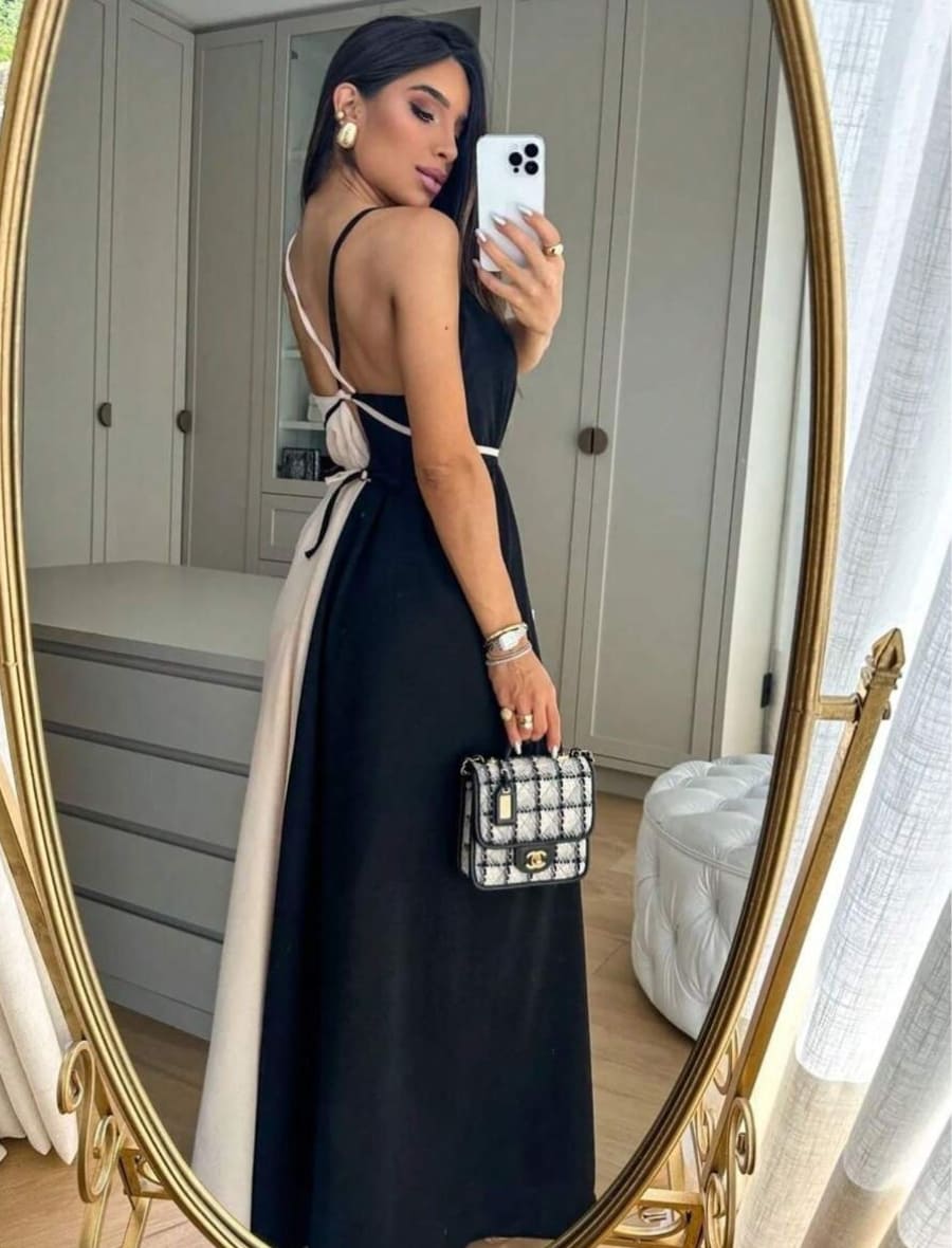 Vestido Longo Bicolor