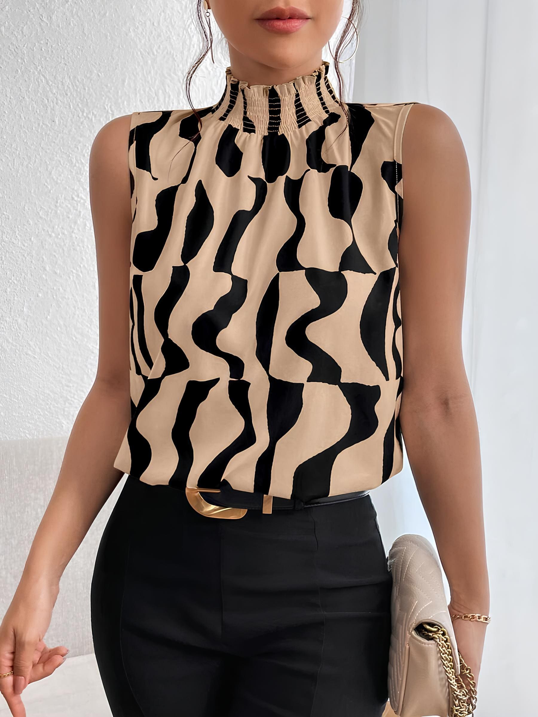 Blusa Regata Gola Alta Estampada