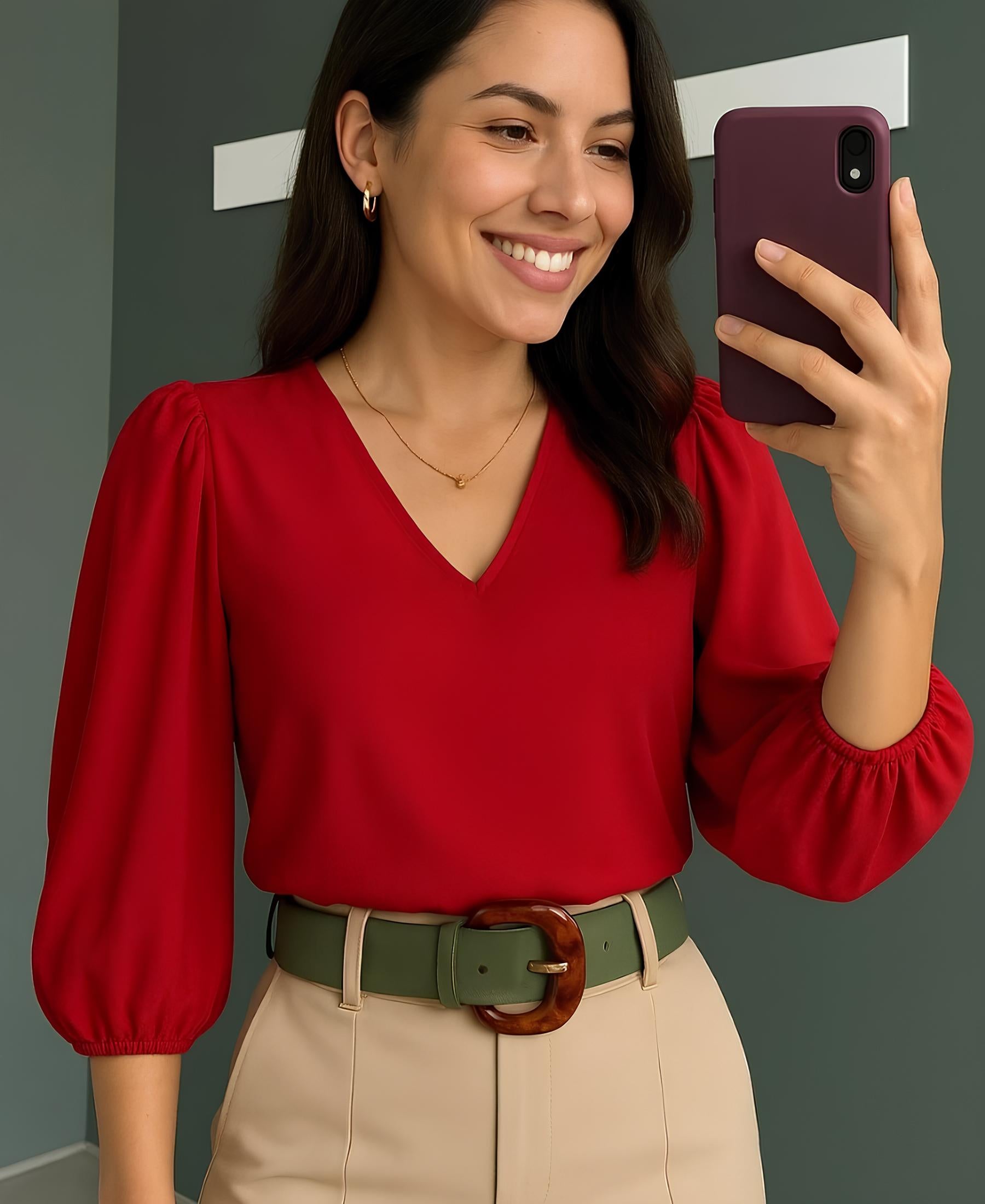 Blusa Social Feminina Manga 3/4