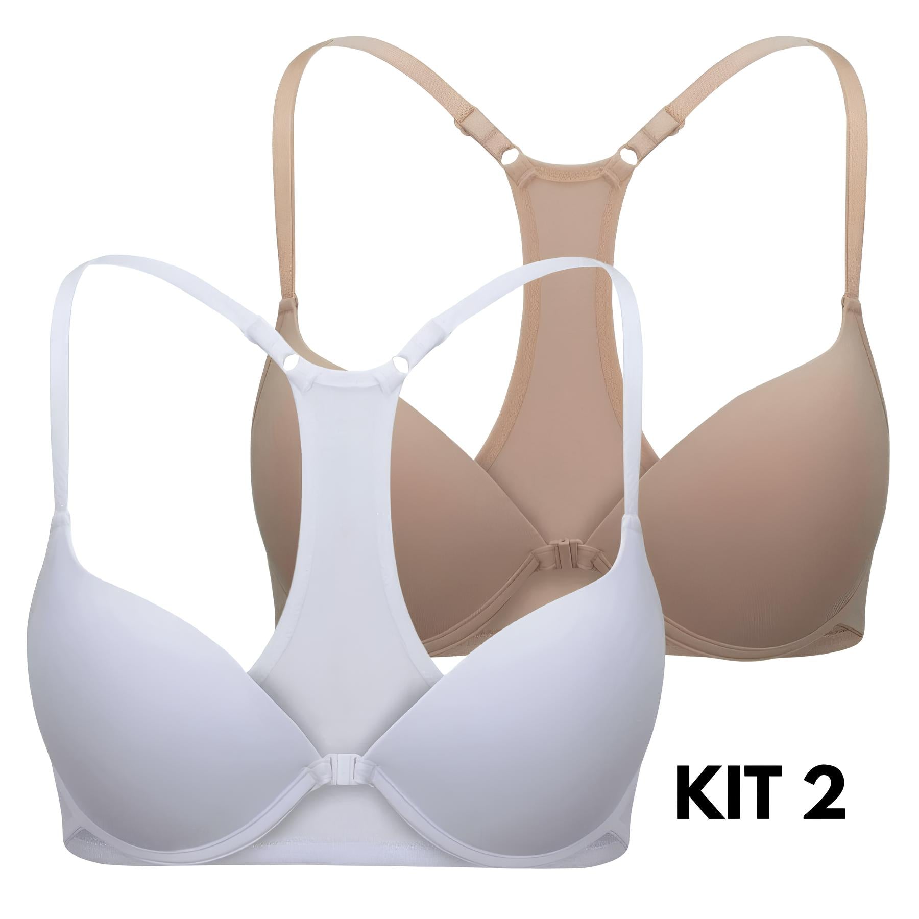 Sutiã Nadador com Bojo e Alças Reguláveis (Kit com 2 Peças)